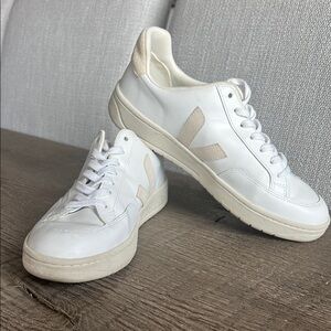 Veja White and Tan Sneakers Retro-Inspired Design